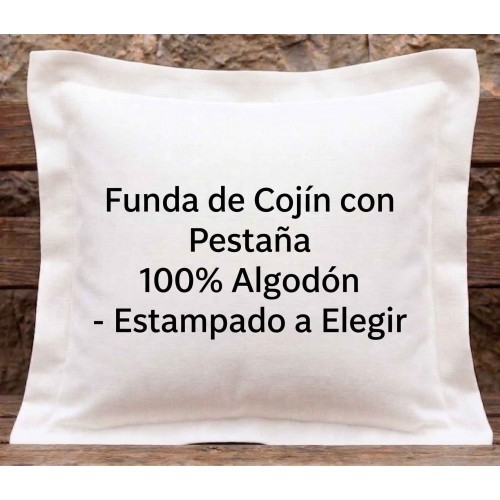 Funda de Cojín con Pestaña 100% Algodón - Estampado a Elegir