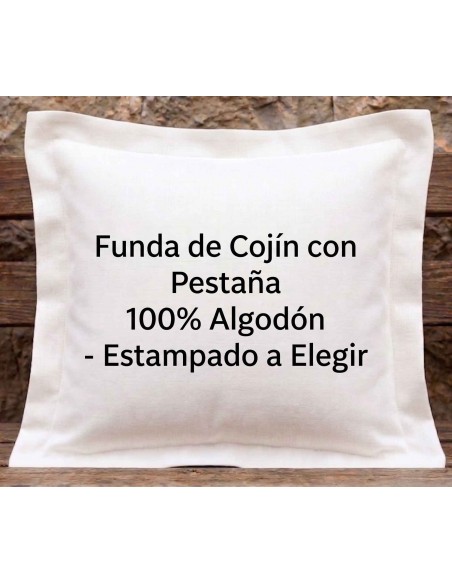 Funda de Cojín con Pestaña 100% Algodón - Estampado a Elegir