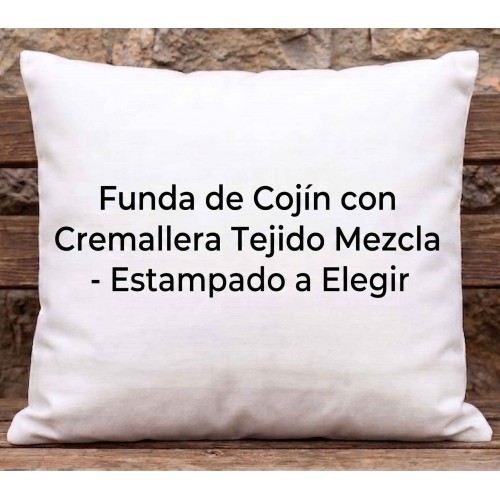 Funda de Cojín con Cremallera Tejido Mezcla - Estampado a Elegir