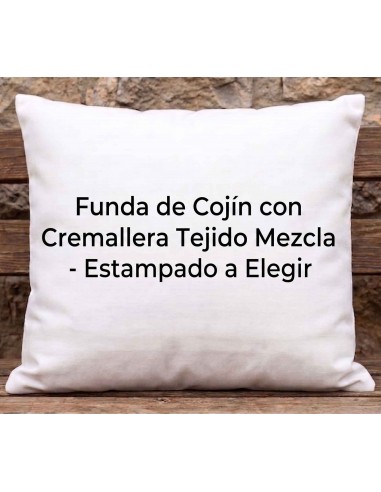 Funda de Cojín con Cremallera Tejido Mezcla - Estampado a Elegir