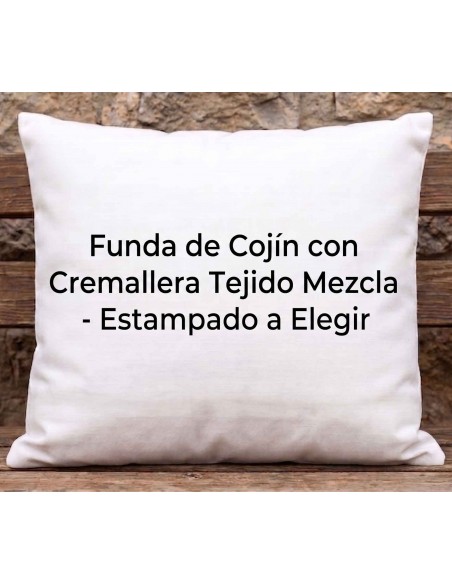 Funda de Cojín con Cremallera Tejido Mezcla - Estampado a Elegir