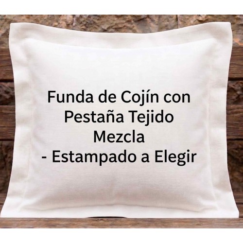 Funda de Cojín con Pestaña Tejido Mezcla - Estampado a Elegir