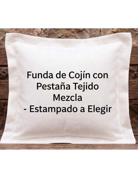 Funda de Cojín con Pestaña Tejido Mezcla - Estampado a Elegir