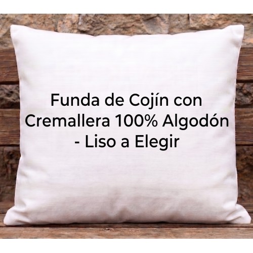 Funda de Cojín con Cremallera 100% Algodón - Liso a Elegir