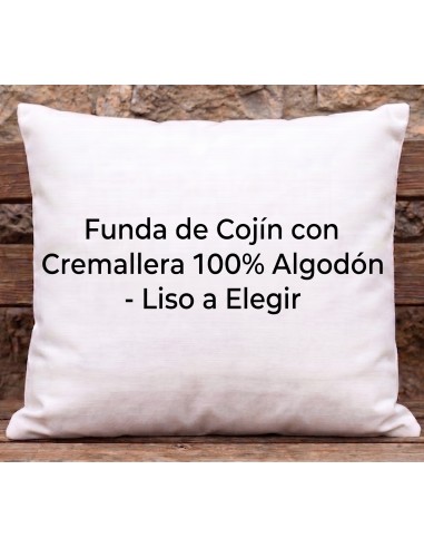 Funda de Cojín con Cremallera 100% Algodón - Liso a Elegir