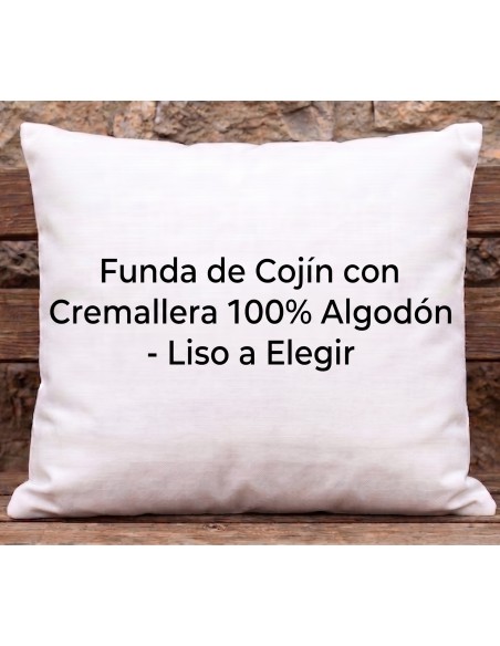 Funda de Cojín con Cremallera 100% Algodón - Liso a Elegir