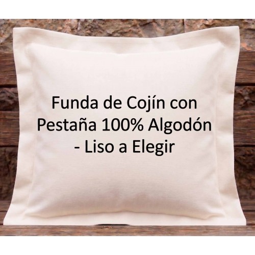 Funda de Cojín con Pestaña 100% Algodón - Liso a Elegir