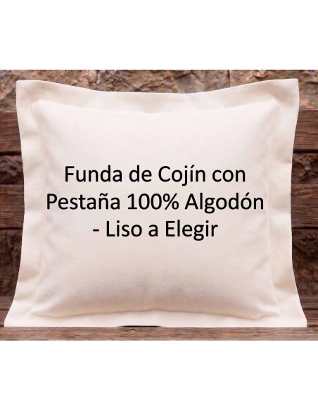 Funda de Cojín con Pestaña 100% Algodón - Liso a Elegir