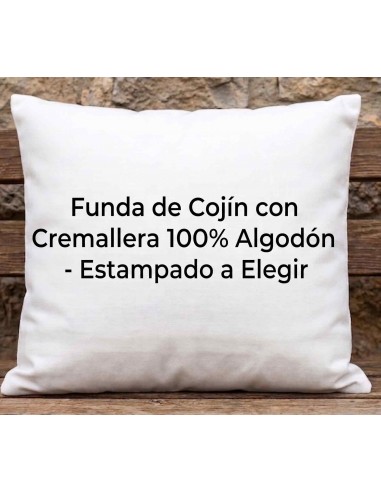 Funda de Cojín con Cremallera 100% Algodón - Estampado a Elegir