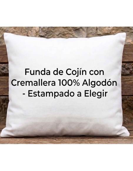 Funda de Cojín con Cremallera 100% Algodón - Estampado a Elegir